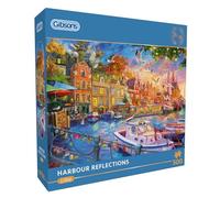 Gibsons Harbour Reflections - Puzzle da 500 pezzi per adulti - Romantico tramonto Blaze Sky & barche che ondeggiano delicatamente - Opera di Liliia Artbeat - Puzzle sostenibile di alta qualità