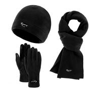 GIBZ Berretto invernale Caldo Unisex Cappello Sciarpa Guanti Touch Screen Moda All'aperto 3 in 1 Eet per Uomo e Donna