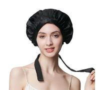 GIBZ Berretto Seta Capelli Notte Donna Elegante Classico Cuffia Seta Capelli Ricci Corto per Dormire Nero Taglia Unica