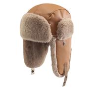 GIBZ Cappello Aviatore Donna Berretto Invernale Antivento in Peluche Cappello Russo in Pelle, Khaki