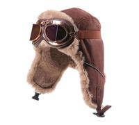 GIBZ Cappello da Aviatore, Berretto da Trapper Russo con Paraorecchie in Pelliccia Caldo, Ushanka Antivento Invernale Unisex, Marrone