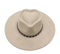 GIBZ Cappello Panama Elegante a Tesa Larga Modello Fedora in Feltro Beige