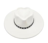 GIBZ Cappello Panama Elegante a Tesa Larga Modello Fedora in Feltro Bianco