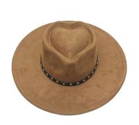 GIBZ Cappello Panama Elegante a Tesa Larga Modello Fedora in Feltro Cachi