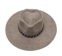 GIBZ Cappello Panama Elegante a Tesa Larga Modello Fedora in Feltro Grigio
