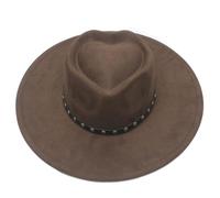 GIBZ Cappello Panama Elegante a Tesa Larga Modello Fedora in Feltro Marrone