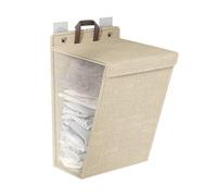 GIBZ Cesto Portabiancheria da Appendere, Pieghevole Impermeabile con Coperchio, Cesta Panni Sporchi per Bagno Camera da Letto, Beige, 36L