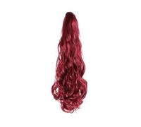 GIBZ Extension a Coda di Cavallo con Clip Ondulate con Colpi di Sole Extension Sintetiche Lunga Posticci Sintetici per Donne e Ragazze Rosso 60-65cm