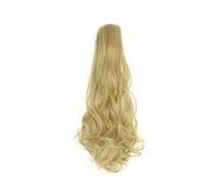 GIBZ Extension a Coda di Cavallo con Clip Ondulate con Colpi di Sole Extension Sintetiche Lunga Posticci Sintetici per Donne e Ragazze Giallo 3 60-65cm