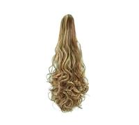 GIBZ Extension a Coda di Cavallo con Clip Ondulate con Colpi di Sole Extension Sintetiche Lunga Posticci Sintetici per Donne e Ragazze Giallo 1 60-65cm