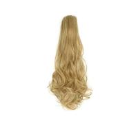 GIBZ Extension a Coda di Cavallo con Clip Ondulate con Colpi di Sole Extension Sintetiche Lunga Posticci Sintetici per Donne e Ragazze Giallo 2 60-65cm