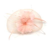 GIBZ Fascinator per Capelli con Piume a Rete, Fascia Cappello per Cerimonia, Donne Chapeau Anni '20, Oro Chiaro