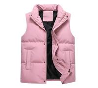 GIBZ Gilet Piumino Imbottito da Uomo, Casual Giacca Leggero Senza Maniche, Uomini Giubbino Caldo e Antivento per Invernale, Rosa, 3XL