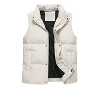 GIBZ Gilet Piumino Imbottito da Uomo, Casual Giacca Leggero Senza Maniche, Uomini Giubbino Caldo e Antivento per Invernale, Beige, XXL