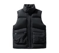 GIBZ Gilet Piumino Smanicato Uomo, Giubbino Imbottito Invernale Caldo Leggero, Giacca Smanicato a Zip con Tasche Uomo e Donna, Nero, XS