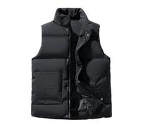 GIBZ Gilet Smanicato Uomo, Imbottito Giacca Leggero e Caldo Impermeabile e Antivento, Giubbino Trapuntato a Zip Invernale, Nero, S