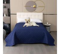 GIBZ Impermeabile Copriletto per Cani Antiscivolo Protezione per Mobili Coperta Lavabile Tappetino Trapuntato Spesso, Blu Navy, 259x208cm