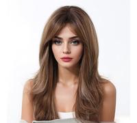 GIBZ Parrucca Lungo Ondulata Ombré Capelli Sintetici Parrucche per Donne Partito Quotidiane Cosplay Marrone 3 50cm