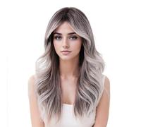 GIBZ Parrucca Lungo Ondulata Ombré Capelli Sintetici Parrucche per Donne Partito Quotidiane Cosplay Grigio 50cm