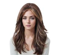 GIBZ Parrucca Lungo Ondulata Ombré Capelli Sintetici Parrucche per Donne Partito Quotidiane Cosplay Marrone 4 50cm