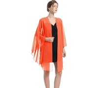 GIBZ Scialle Coprispalle Donna, Chiffon Mantella per Abito da Sera, Elegante Coprispalle per Cerimonia Matrimonio Sposa Festa, Arancione