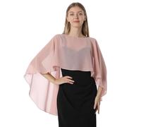 GIBZ Scialle Coprispalle Donna, Elegante Chiffon Stola Mantellina Estivo, Sciarpe Poncho per Sposa Matrimonio Cerimonia Festa, Rosa Chiaro