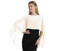 GIBZ Scialle Coprispalle Donna, Elegante Chiffon Stola Mantellina Estivo, Sciarpe Poncho per Sposa Matrimonio Cerimonia Festa, Beige
