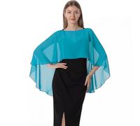 GIBZ Scialle Coprispalle Donna, Elegante Chiffon Stola Mantellina Estivo, Sciarpe Poncho per Sposa Matrimonio Cerimonia Festa, Azzurro