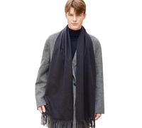 GIBZ Sciarpa da Uomo, Scialle Caldo e Morbida con Frange Elegante, Pashmina Foulard Spesso in Cashmere per Autunno e Inverno, Nero, 70 x 200 cm