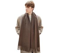 GIBZ Sciarpa da Uomo, Scialle Caldo e Morbida con Frange Elegante, Pashmina Foulard Spesso in Cashmere per Autunno e Inverno, Marrone, 34 x 200 cm