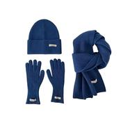 GIBZ Set Cappello Sciarpa e Guanti per Donna Uomo Guanti Touch Screen Invernale Caldo Berretto a Maglia Set 3 Pezzi Blu