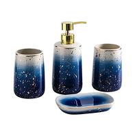 GIBZ Set di Accessori da Bagno in Ceramica da 4 Pezzi Stile Moderno Blu
