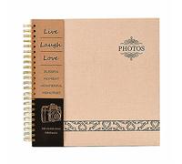 GIBZ Spirale Scrapbooking Album Lino Cartone Nero Record di Incontri Album Fotografico Fai da Te Regalo di coppia libro degli ospiti Beige 30.5x30.5cm