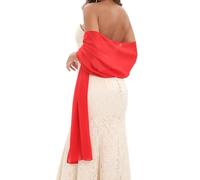 GIBZ Stola Scialle Chiffon Elegante Lungo Donna Scialli Tinta Sciarpe Unita Trasparente Coprispalle per Cerimonia e Matrimonio Rosso 200x45cm