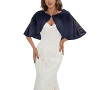 GIBZ Stola Scialle Chiffon Scialli Pizzo Elegante Donna Sciarpe Traslucido Tinta Unita Coprispalle per Cerimonia e Matrimonio Blu Navy Taglia Unica