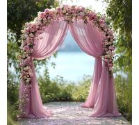 GIBZ Tenda di Sfondo in Chiffon Grandi Antipiega Feste Matrimonio Tulle Trasparente Drappeggi per Fotografia Arco di Nozze, Rosa, 75x600cm