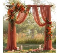 GIBZ Tenda di Sfondo in Chiffon Grandi Antipiega Feste Matrimonio Tulle Trasparente Drappeggi per Fotografia Arco di Nozze, Marrone, 75x300cm