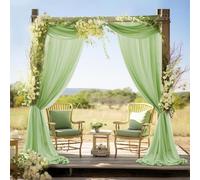 GIBZ Tenda di Sfondo in Chiffon Grandi Antipiega Feste Matrimonio Tulle Trasparente Drappeggi per Fotografia Arco di Nozze, Verde, 30x300cm