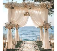 GIBZ Tenda di Sfondo in Chiffon Grandi Antipiega Feste Matrimonio Tulle Trasparente Drappeggi per Fotografia Arco di Nozze, Champagne, 75x300cm