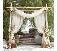 GIBZ Tenda di Sfondo in Rete Grandi Tende per Matrimonio Feste Compleanno Elegante Decorazione Drappeggi in Tulle Trasparente, Avorio, 80x600cm