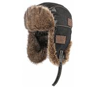 GIBZ Vintage Cappello Aviatore in Pelliccia per Uomo Donna con Earflap Invernale Berretto Russo in Pelle Antivento, Nero, XL(58-60cm)