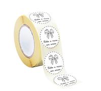Gicaprice 100 Etichette Adesive Rotonde prestampate con Fiocchetto e Scritta Fatto a Mano con Amore Diametro 5,5 cm - Homemade - Adesivi per Buste, scatole, Artigianato, Fai da Te, Ringraziamento.