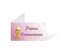 Gicaprice 60 Bigliettini Bomboniera Prima Comunione Personalizzati, con stampa omaggio, pronti all'utilizzo (Modello 8)