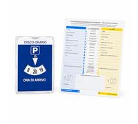 Gicaprice Disco Orario Auto Maxi 10,5x14,3 cm - Disco Parcheggio Cartoncino con Custodia PVC (Disco Orario + Modulo CAI)