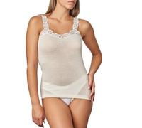 GICIPI Canotta Donna in Lana e Seta Classica con Spalline in Pizzo (IT, Testo, L, Regular, Regular, Bianco)