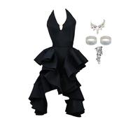 GICIR Abito Da Ballo Latino Da Sala For Donna, Personalizzato, For Spettacoli, Tango, Rumba, Abbigliamento For La Pratica(Black C,XL)