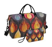 Giclée Glow Flame Giclée Droplet Borsa da viaggio grande borsa da aeroporto palestra sport borsone con borsa da toilette per viaggi di lavoro pieghevole, Giclée Glow Flame Giclée Droplet, 1 size