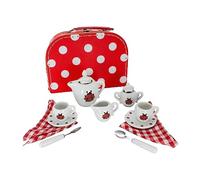 GICO 36362 - Valigetta da gioco con coccinella con set da tè per bambini, stoviglie in porcellana, 14 pezzi