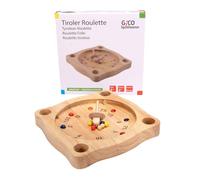 GICO Roulette tirolese in legno con trottola e sfere di legno, gioco di trottola, roulette contadina 22 x 22 cm - 7958