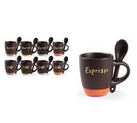 Gicos 1 Pezzo Tazzina Tazza Caffè Bicolore con Cucchiaino 100 ml Vari Decori